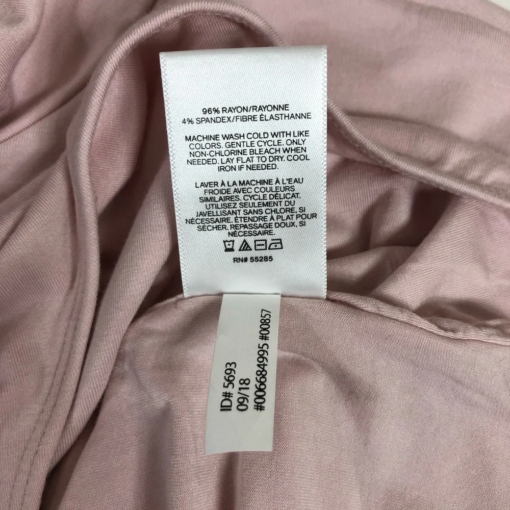Express Stretchy Soft Light Pink Lined Front Monk Long Sleeve‎ Thong Bodysuit XL